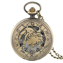 Load image into Gallery viewer, 12 Constellation Astrology Zodiac Retro Bronze Pocket Watch