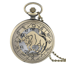 Load image into Gallery viewer, 12 Constellation Astrology Zodiac Retro Bronze Pocket Watch