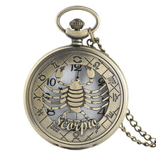 Load image into Gallery viewer, 12 Constellation Astrology Zodiac Retro Bronze Pocket Watch