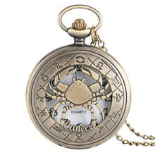 Load image into Gallery viewer, 12 Constellation Astrology Zodiac Retro Bronze Pocket Watch