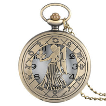 Load image into Gallery viewer, 12 Constellation Astrology Zodiac Retro Bronze Pocket Watch