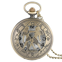 Load image into Gallery viewer, 12 Constellation Astrology Zodiac Retro Bronze Pocket Watch