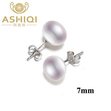 Load image into Gallery viewer, ASHIQI Natural Freshwater Pearl Stud Earrings with 925 Sterling Silver Findings