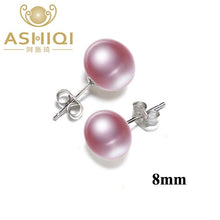 Load image into Gallery viewer, ASHIQI Natural Freshwater Pearl Stud Earrings with 925 Sterling Silver Findings