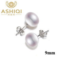 Load image into Gallery viewer, ASHIQI Natural Freshwater Pearl Stud Earrings with 925 Sterling Silver Findings