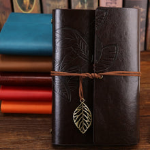 Load image into Gallery viewer, Vintage Style Faux Leather Journal/Notebook with Leaf Decoration