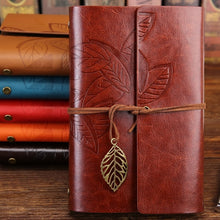 Load image into Gallery viewer, Vintage Style Faux Leather Journal/Notebook with Leaf Decoration