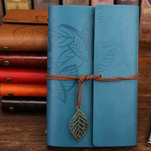 Load image into Gallery viewer, Vintage Style Faux Leather Journal/Notebook with Leaf Decoration