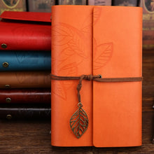 Load image into Gallery viewer, Vintage Style Faux Leather Journal/Notebook with Leaf Decoration