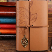 Load image into Gallery viewer, Vintage Style Faux Leather Journal/Notebook with Leaf Decoration