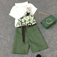 Load image into Gallery viewer, Chiffon printed shirt + fashion shorts with belt