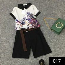 Load image into Gallery viewer, Chiffon printed shirt + fashion shorts with belt