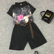 Load image into Gallery viewer, Chiffon printed shirt + fashion shorts with belt