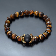 Load image into Gallery viewer, Luxury Antique Crown High Quality Tiger Eye Stone Bead Bracelet