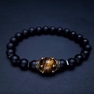 Luxury Antique Crown High Quality Tiger Eye Stone Bead Bracelet