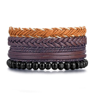 Metal and Leather Bracelet & Bangles Multilayer Wide Wrap Jewelry