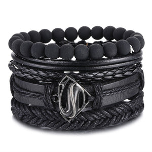 Metal and Leather Bracelet & Bangles Multilayer Wide Wrap Jewelry