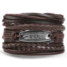 Load image into Gallery viewer, Metal and Leather Bracelet &amp; Bangles Multilayer Wide Wrap Jewelry