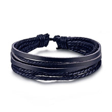 Load image into Gallery viewer, Metal and Leather Bracelet &amp; Bangles Multilayer Wide Wrap Jewelry