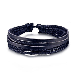 Metal and Leather Bracelet & Bangles Multilayer Wide Wrap Jewelry