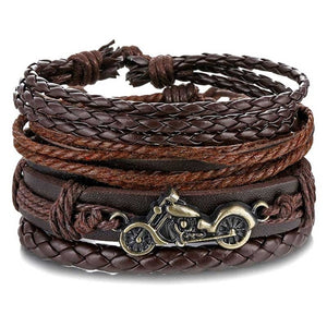 Metal and Leather Bracelet & Bangles Multilayer Wide Wrap Jewelry