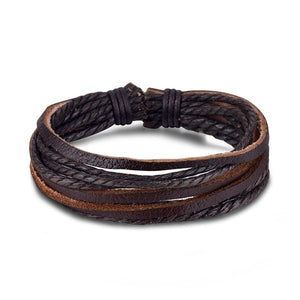 Metal and Leather Bracelet & Bangles Multilayer Wide Wrap Jewelry