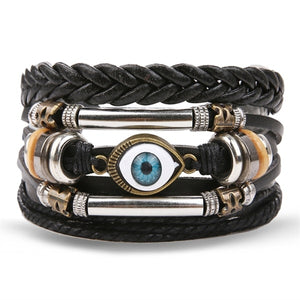 Metal and Leather Bracelet & Bangles Multilayer Wide Wrap Jewelry