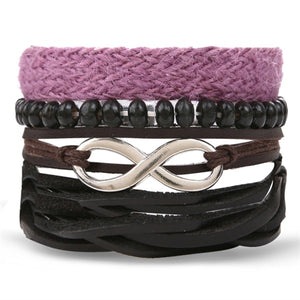 Metal and Leather Bracelet & Bangles Multilayer Wide Wrap Jewelry