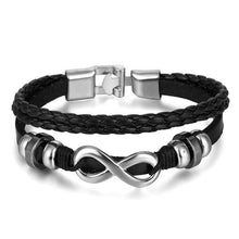 Load image into Gallery viewer, Metal and Leather Bracelet &amp; Bangles Multilayer Wide Wrap Jewelry