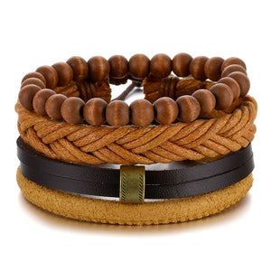 Metal and Leather Bracelet & Bangles Multilayer Wide Wrap Jewelry