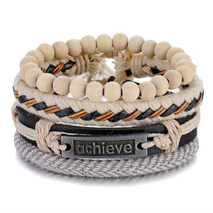 Metal and Leather Bracelet & Bangles Multilayer Wide Wrap Jewelry