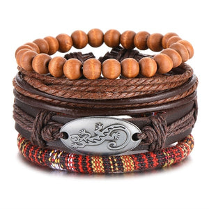 Metal and Leather Bracelet & Bangles Multilayer Wide Wrap Jewelry