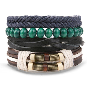 Metal and Leather Bracelet & Bangles Multilayer Wide Wrap Jewelry