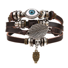 Load image into Gallery viewer, Metal and Leather Bracelet &amp; Bangles Multilayer Wide Wrap Jewelry