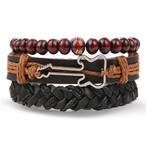 Metal and Leather Bracelet & Bangles Multilayer Wide Wrap Jewelry