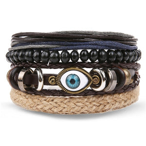 Metal and Leather Bracelet & Bangles Multilayer Wide Wrap Jewelry