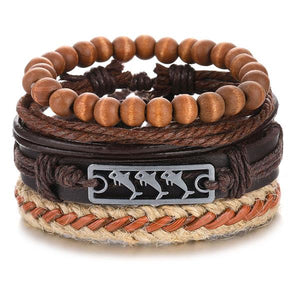 Metal and Leather Bracelet & Bangles Multilayer Wide Wrap Jewelry