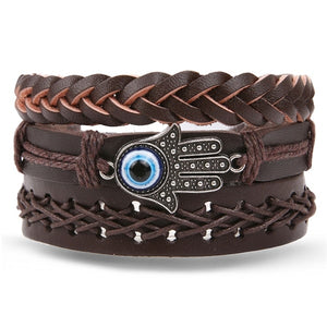 Metal and Leather Bracelet & Bangles Multilayer Wide Wrap Jewelry