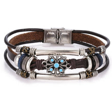 Load image into Gallery viewer, Metal and Leather Bracelet &amp; Bangles Multilayer Wide Wrap Jewelry