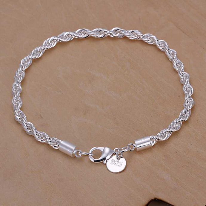 Silver Plated Charm Unisex Fashion Flash twisted Rope Bracelet