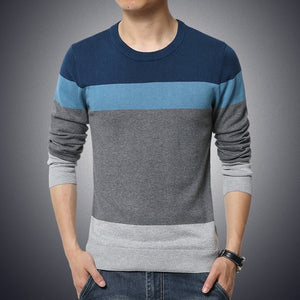 Casual Men's Sweater O-Neck Striped Sweaters