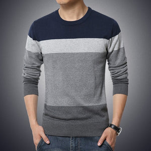 Casual Men's Sweater O-Neck Striped Sweaters