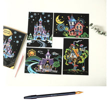 Load image into Gallery viewer, 4pcs DIY Drawing Painting Rainbow Scratch Art Mini Notes with Scraping Stylus