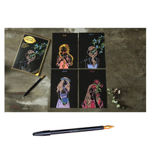 Load image into Gallery viewer, 4pcs DIY Drawing Painting Rainbow Scratch Art Mini Notes with Scraping Stylus