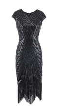 Load image into Gallery viewer, Robe Femme 1920s Sequined Embellished Tassels Hem Flapper Dress