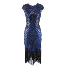 Load image into Gallery viewer, Robe Femme 1920s Sequined Embellished Tassels Hem Flapper Dress