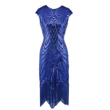 Load image into Gallery viewer, Robe Femme 1920s Sequined Embellished Tassels Hem Flapper Dress