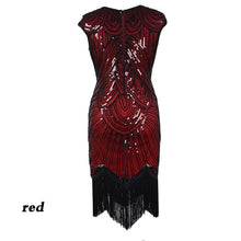 Load image into Gallery viewer, Robe Femme 1920s Sequined Embellished Tassels Hem Flapper Dress