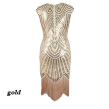 Load image into Gallery viewer, Robe Femme 1920s Sequined Embellished Tassels Hem Flapper Dress