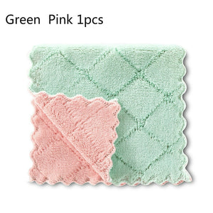 Double-layer Absorbent Microfiber Kitchen Dish Cloth